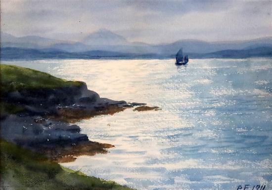 Percy French (Irish, 1854-1921) Coastal landscape near Porthrush 6.5 x 9.25in.